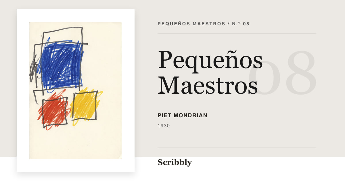 Ilustración de galería Pequeños Maestros inspirada en una obra de dominio público de Piet Mondrian.