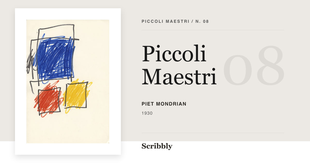 Illustrazione da galleria Piccoli Maestri ispirata a un'opera di pubblico dominio di Piet Mondrian.