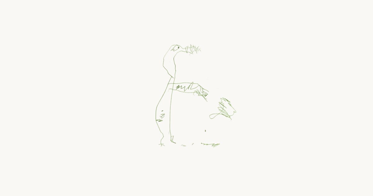 Child's drawing – dinosaur (background removed by Scribbly)