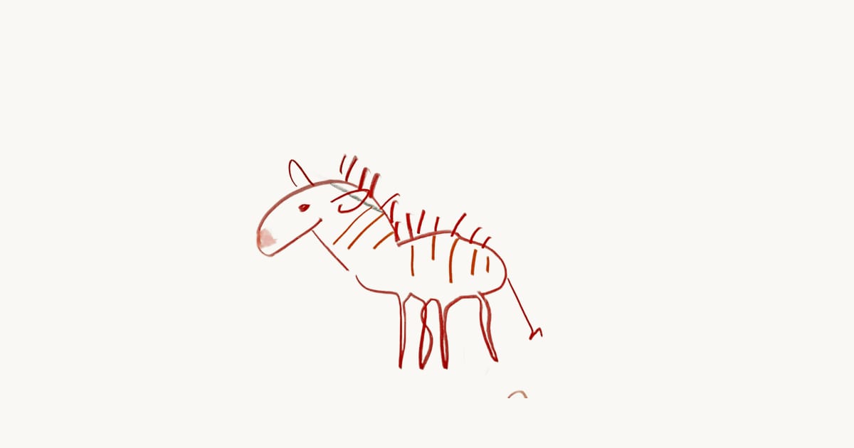 Child's drawing – dinosaur (background removed by Scribbly)