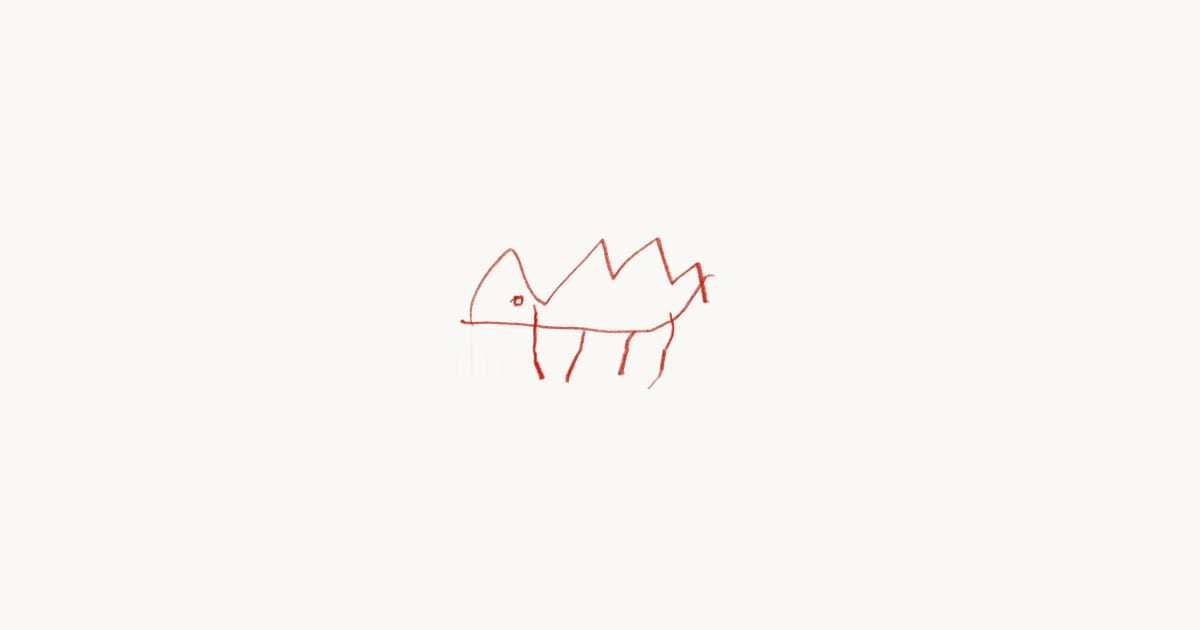 Child's drawing – baby dinosaur (background removed by Scribbly)