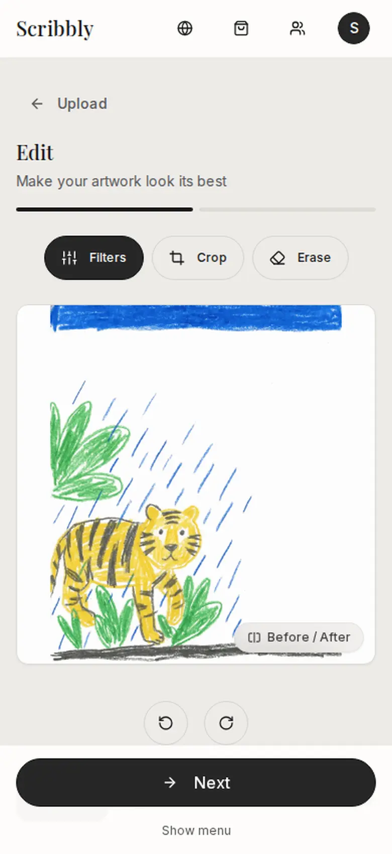 The same drawing in the Scribbly editor with the background removed