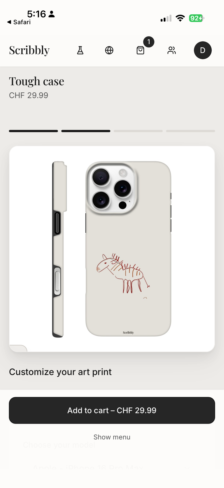 Phone case with child's artwork